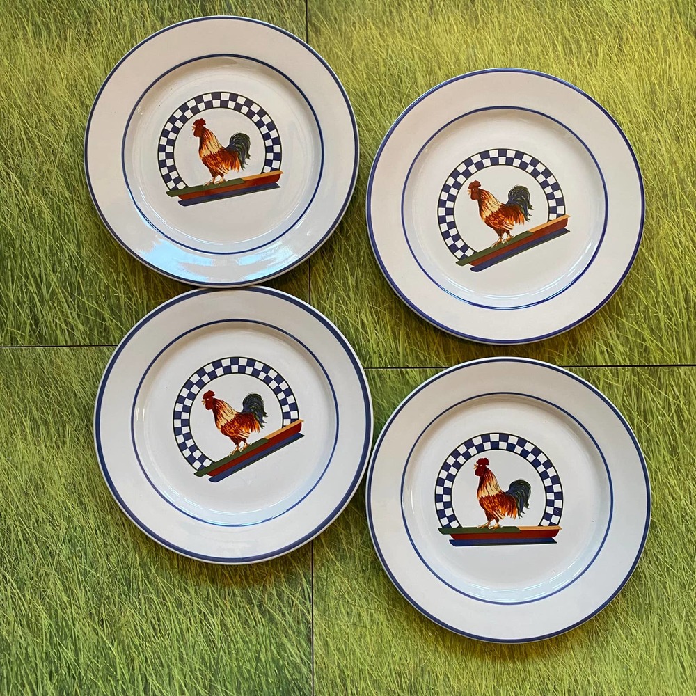 Century Stoneware Remy Rooster 7-3/4" Set of 4‎ Lunch Plates